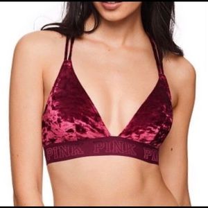 VS PINK Crushed Velvet Strappy Bralette